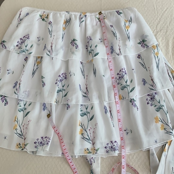 one shoulder mini dress peplum style flowing fabric garden flower print fairy - Picture 5 of 14